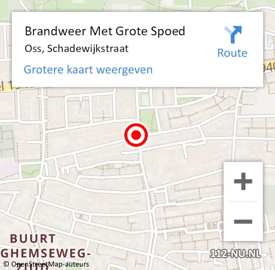 Locatie op kaart van de 112 melding: Brandweer Met Grote Spoed Naar Oss, Schadewijkstraat op 9 november 2018 19:17