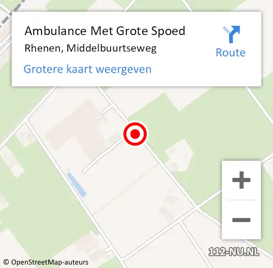 Locatie op kaart van de 112 melding: Ambulance Met Grote Spoed Naar Rhenen, Middelbuurtseweg op 9 november 2018 22:30