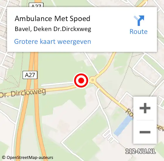 Locatie op kaart van de 112 melding: Ambulance Met Spoed Naar Bavel, Deken Dr.Dirckxweg op 9 november 2018 22:53