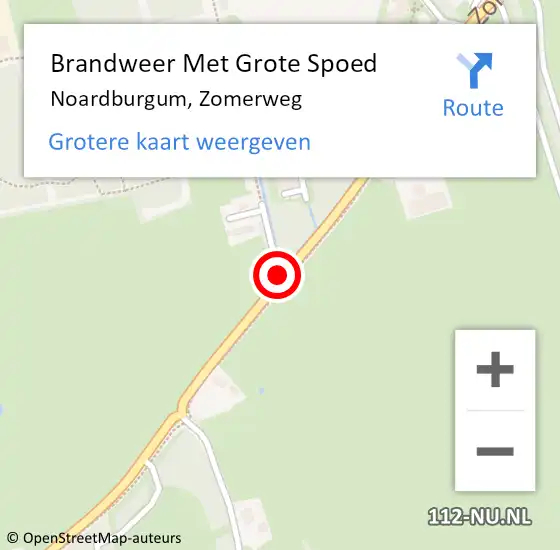 Locatie op kaart van de 112 melding: Brandweer Met Grote Spoed Naar Noardburgum, Zomerweg op 9 november 2018 23:15