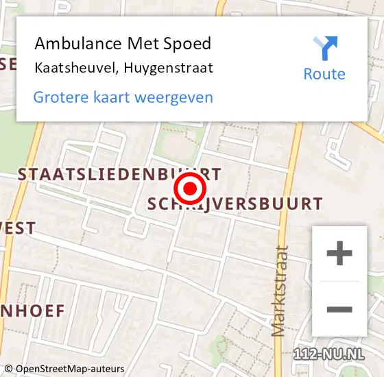 Locatie op kaart van de 112 melding: Ambulance Met Spoed Naar Kaatsheuvel, Huygenstraat op 10 november 2018 01:40