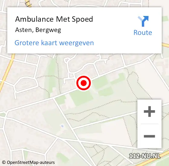 Locatie op kaart van de 112 melding: Ambulance Met Spoed Naar Asten, Bergweg op 10 november 2018 01:54