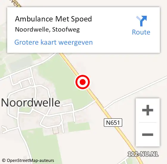 Locatie op kaart van de 112 melding: Ambulance Met Spoed Naar Noordwelle, Stoofweg op 10 november 2018 02:14