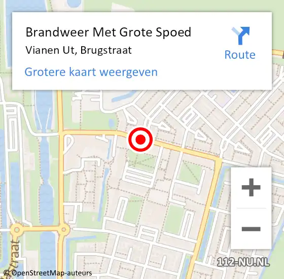 Locatie op kaart van de 112 melding: Brandweer Met Grote Spoed Naar Vianen Ut, Brugstraat op 10 november 2018 03:08