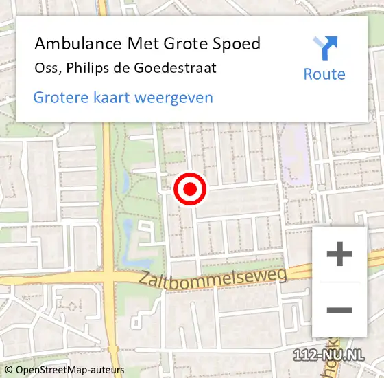 Locatie op kaart van de 112 melding: Ambulance Met Grote Spoed Naar Oss, Philips de Goedestraat op 10 november 2018 04:02