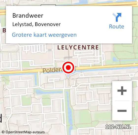 Locatie op kaart van de 112 melding: Brandweer Lelystad, Bovenover op 10 november 2018 04:53