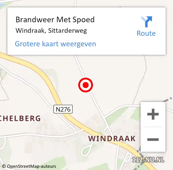 Locatie op kaart van de 112 melding: Brandweer Met Spoed Naar Windraak, Sittarderweg op 10 november 2018 07:45