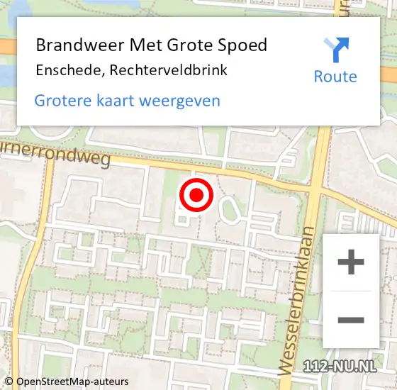 Locatie op kaart van de 112 melding: Brandweer Met Grote Spoed Naar Enschede, Rechterveldbrink op 10 november 2018 07:50