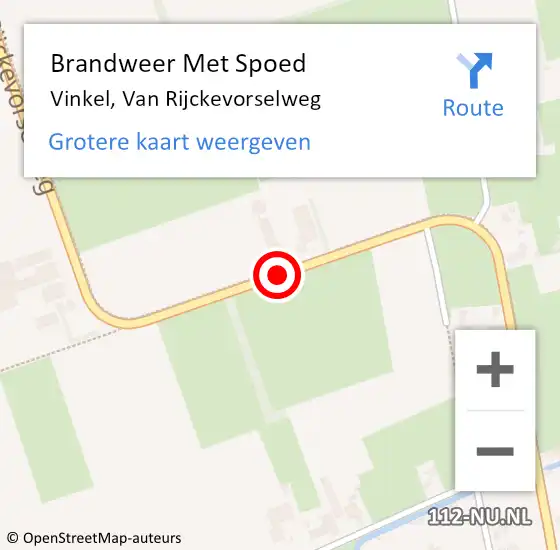 Locatie op kaart van de 112 melding: Brandweer Met Spoed Naar Vinkel, Van Rijckevorselweg op 10 november 2018 09:38