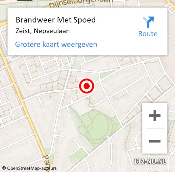 Locatie op kaart van de 112 melding: Brandweer Met Spoed Naar Zeist, Nepveulaan op 10 november 2018 09:44