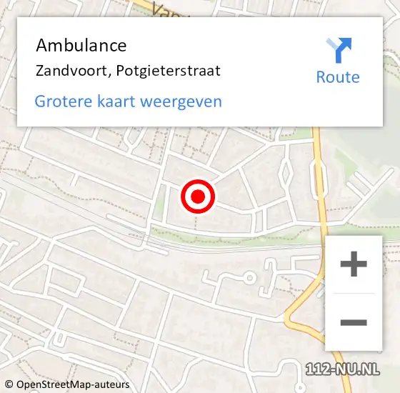 Locatie op kaart van de 112 melding: Ambulance Zandvoort, Potgieterstraat op 10 november 2018 09:44