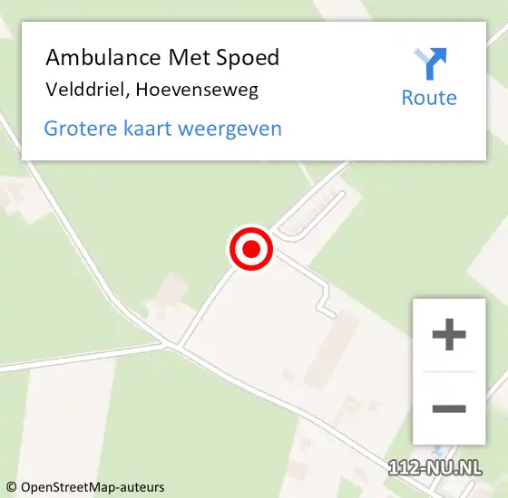 Locatie op kaart van de 112 melding: Ambulance Met Spoed Naar Velddriel, Hoevenseweg op 10 november 2018 09:49