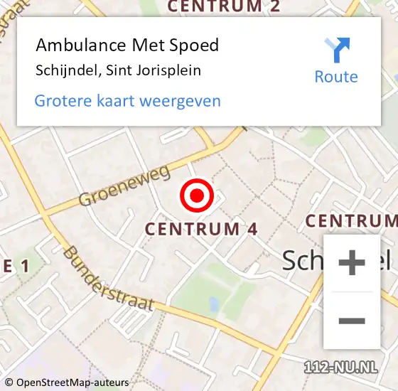 Locatie op kaart van de 112 melding: Ambulance Met Spoed Naar Schijndel, Sint Jorisplein op 10 november 2018 10:35