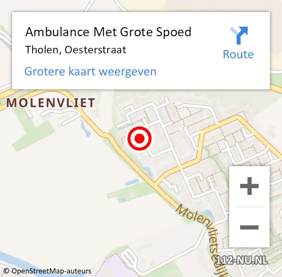 Locatie op kaart van de 112 melding: Ambulance Met Grote Spoed Naar Tholen, Oesterstraat op 10 november 2018 10:40