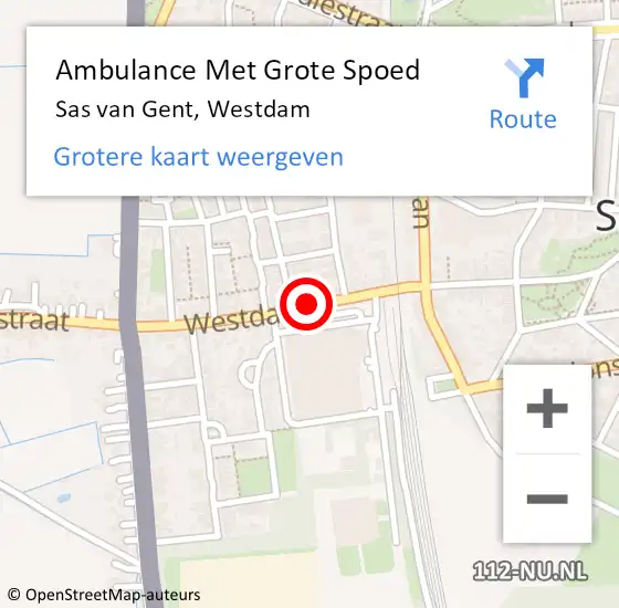 Locatie op kaart van de 112 melding: Ambulance Met Grote Spoed Naar Sas van Gent, Westdam op 10 november 2018 10:52