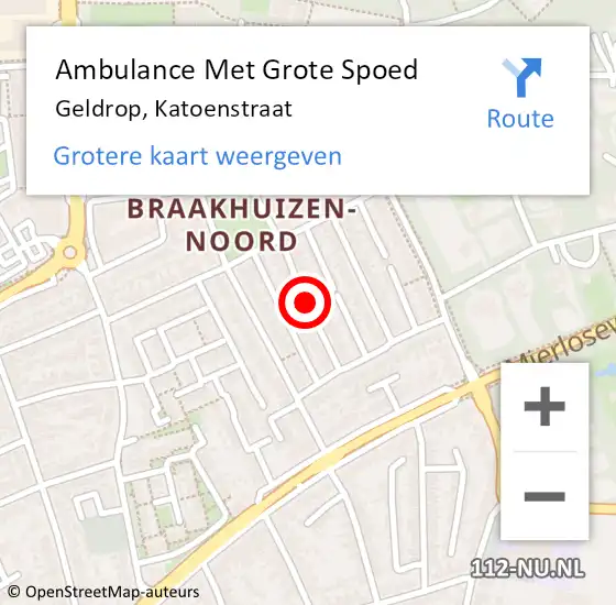 Locatie op kaart van de 112 melding: Ambulance Met Grote Spoed Naar Geldrop, Katoenstraat op 10 november 2018 11:04