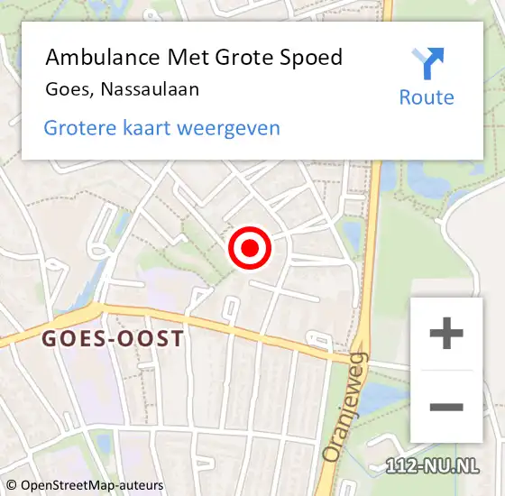 Locatie op kaart van de 112 melding: Ambulance Met Grote Spoed Naar Goes, Nassaulaan op 10 november 2018 11:26