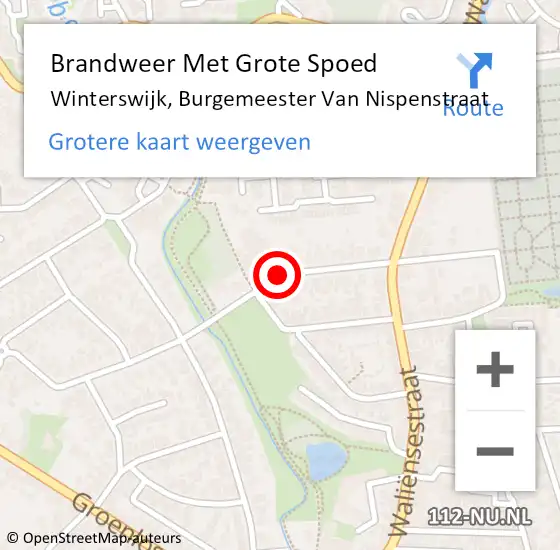 Locatie op kaart van de 112 melding: Brandweer Met Grote Spoed Naar Winterswijk, Burgemeester Van Nispenstraat op 10 november 2018 12:25