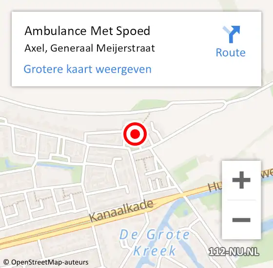 Locatie op kaart van de 112 melding: Ambulance Met Spoed Naar Axel, Generaal Meijerstraat op 10 november 2018 13:47