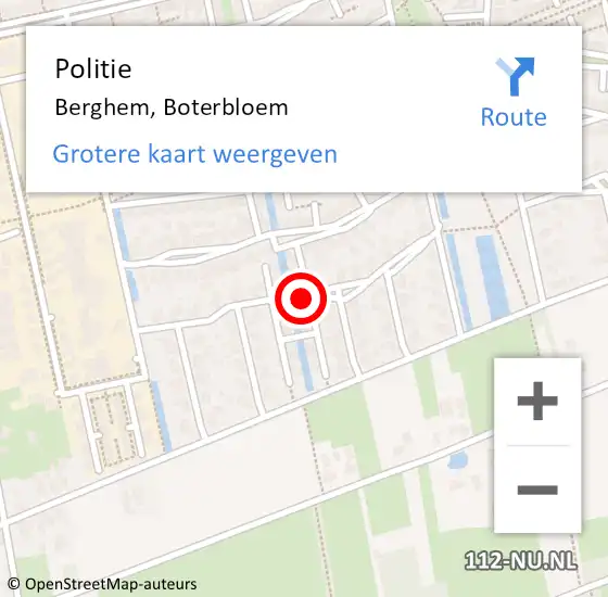 Locatie op kaart van de 112 melding: Politie Berghem, Boterbloem op 10 november 2018 13:54