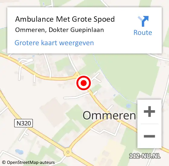 Locatie op kaart van de 112 melding: Ambulance Met Grote Spoed Naar Ommeren, Dokter Guepinlaan op 10 november 2018 14:01