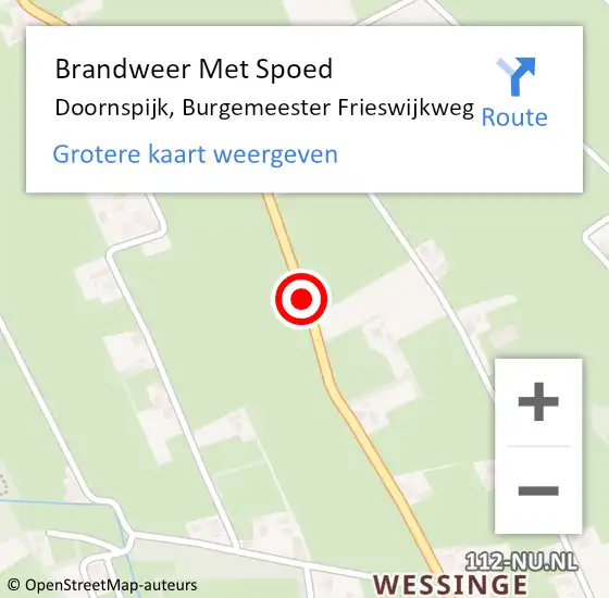 Locatie op kaart van de 112 melding: Brandweer Met Spoed Naar Doornspijk, Burgemeester Frieswijkweg op 10 november 2018 14:11