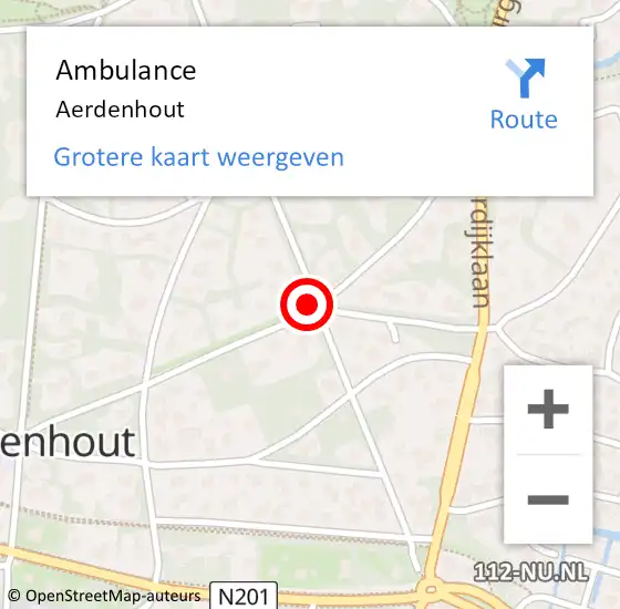 Locatie op kaart van de 112 melding: Ambulance Aerdenhout, Lt-Generaal Foulkeslaan op 10 november 2018 14:14