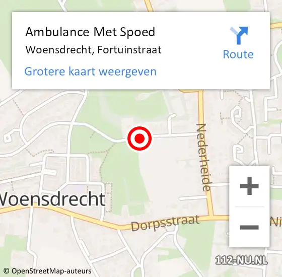 Locatie op kaart van de 112 melding: Ambulance Met Spoed Naar Woensdrecht, Fortuinstraat op 10 november 2018 14:44