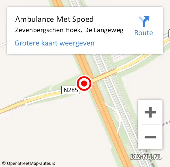 Locatie op kaart van de 112 melding: Ambulance Met Spoed Naar Zevenbergschen Hoek, De Langeweg op 10 november 2018 15:17