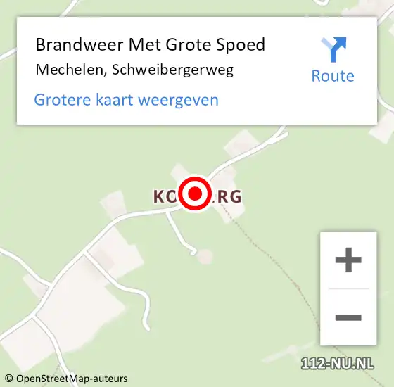Locatie op kaart van de 112 melding: Brandweer Met Grote Spoed Naar Mechelen, Schweibergerweg op 10 november 2018 17:28