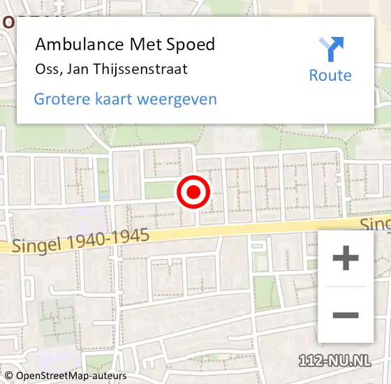 Locatie op kaart van de 112 melding: Ambulance Met Spoed Naar Oss, Jan Thijssenstraat op 10 november 2018 17:52