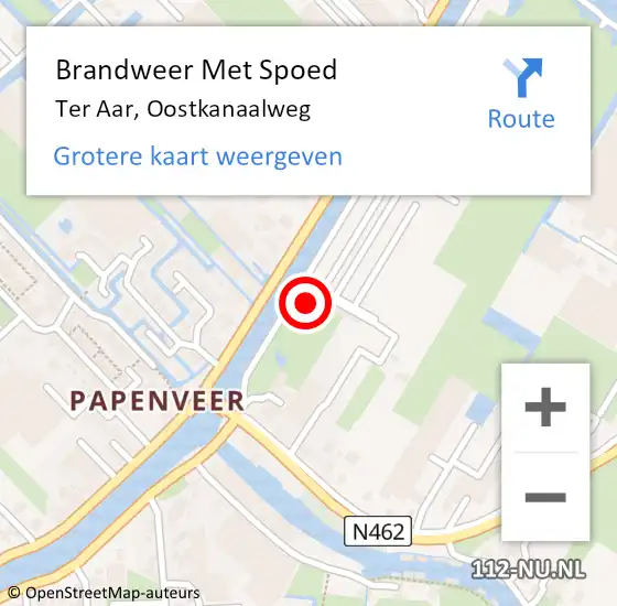 Locatie op kaart van de 112 melding: Brandweer Met Spoed Naar Ter Aar, Oostkanaalweg op 14 maart 2014 10:17