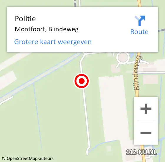 Locatie op kaart van de 112 melding: Politie Montfoort, Blindeweg op 14 maart 2014 10:17