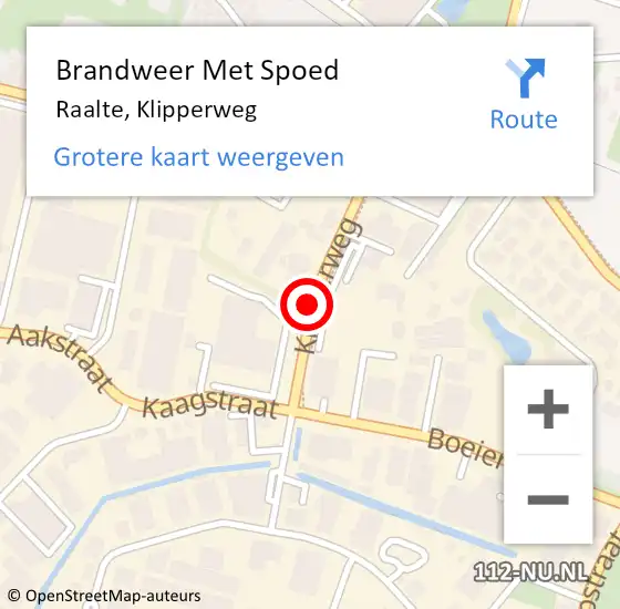 Locatie op kaart van de 112 melding: Brandweer Met Spoed Naar Raalte, Klipperweg op 10 november 2018 17:58