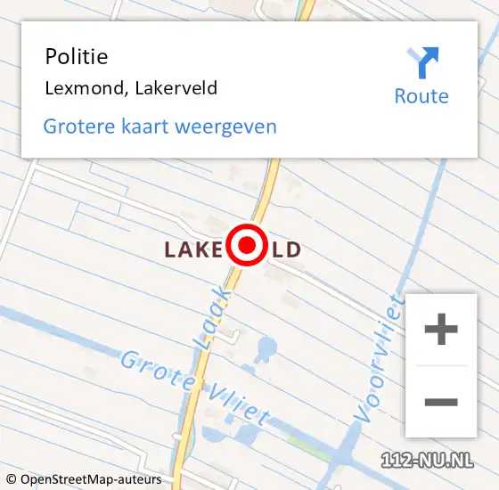 Locatie op kaart van de 112 melding: Politie Lexmond, Lakerveld op 10 november 2018 18:52