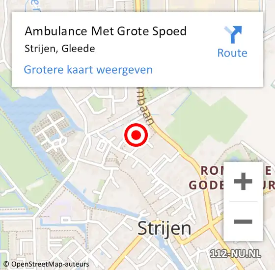 Locatie op kaart van de 112 melding: Ambulance Met Grote Spoed Naar Strijen, Gleede op 10 november 2018 19:39
