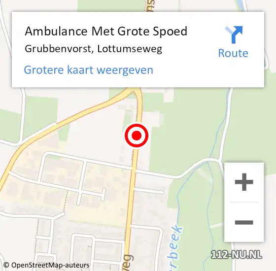 Locatie op kaart van de 112 melding: Ambulance Met Grote Spoed Naar Grubbenvorst, Lottumseweg op 10 november 2018 20:47