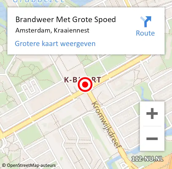 Locatie op kaart van de 112 melding: Brandweer Met Grote Spoed Naar Amsterdam, Kraaiennest op 10 november 2018 21:33
