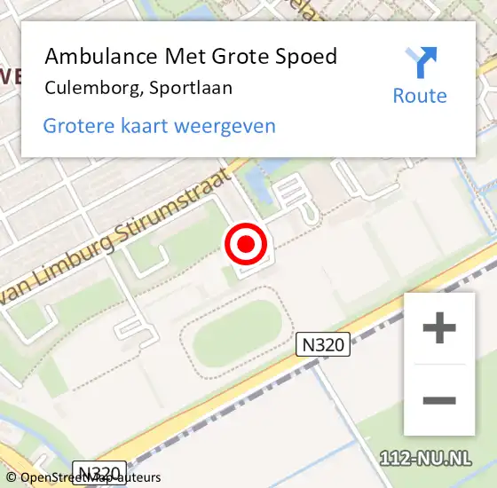 Locatie op kaart van de 112 melding: Ambulance Met Grote Spoed Naar Culemborg, Sportlaan op 10 november 2018 22:56