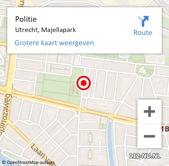 Locatie op kaart van de 112 melding: Politie Utrecht, Majellapark op 10 november 2018 23:56