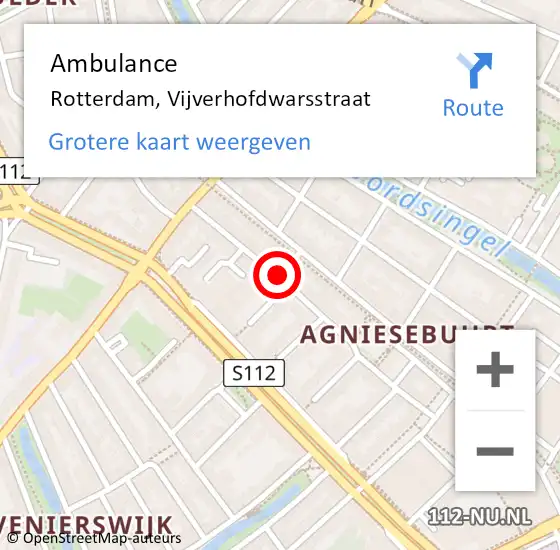 Locatie op kaart van de 112 melding: Ambulance Rotterdam, Banierstraat op 11 november 2018 00:43