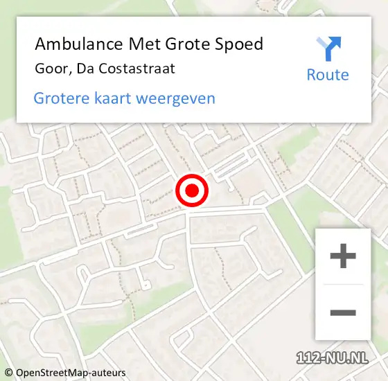 Locatie op kaart van de 112 melding: Ambulance Met Grote Spoed Naar Goor, Da Costastraat op 14 maart 2014 10:43