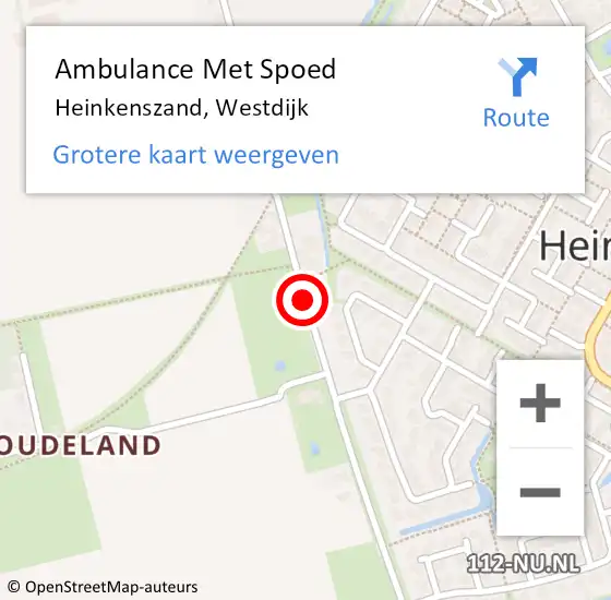 Locatie op kaart van de 112 melding: Ambulance Met Spoed Naar Heinkenszand, Westdijk op 11 november 2018 02:19
