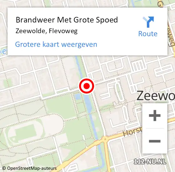 Locatie op kaart van de 112 melding: Brandweer Met Grote Spoed Naar Zeewolde, Flevoweg op 11 november 2018 02:20