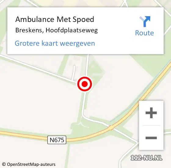 Locatie op kaart van de 112 melding: Ambulance Met Spoed Naar Breskens, Hoofdplaatseweg op 11 november 2018 03:21