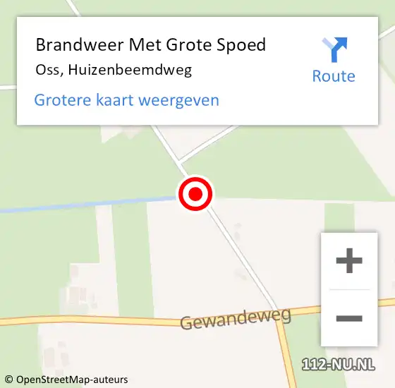 Locatie op kaart van de 112 melding: Brandweer Met Grote Spoed Naar Oss, Huizenbeemdweg op 11 november 2018 03:51