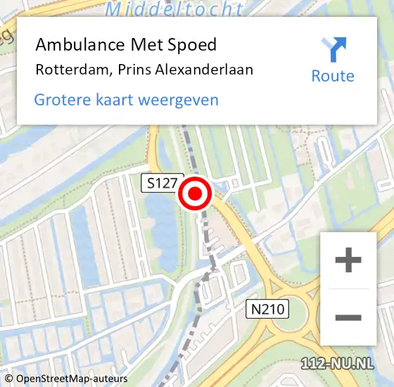 Locatie op kaart van de 112 melding: Ambulance Met Spoed Naar Rotterdam, Prins Alexanderlaan op 11 november 2018 05:30