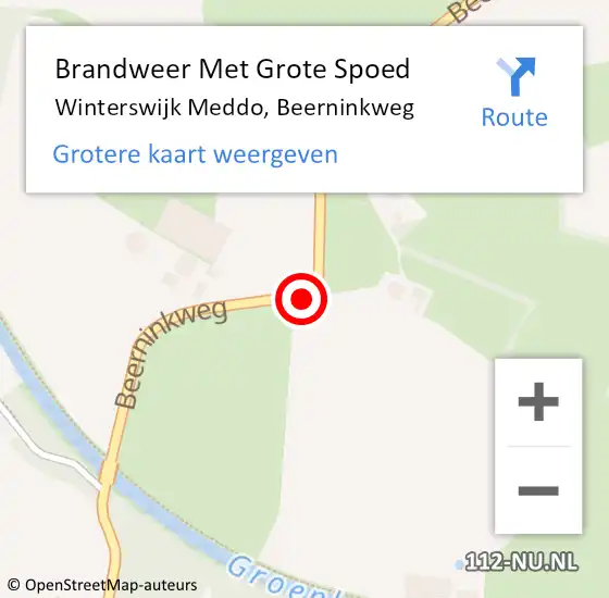 Locatie op kaart van de 112 melding: Brandweer Met Grote Spoed Naar Winterswijk Meddo, Beerninkweg op 11 november 2018 06:47