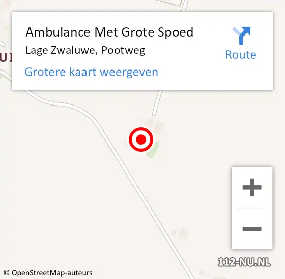 Locatie op kaart van de 112 melding: Ambulance Met Grote Spoed Naar Lage Zwaluwe, Pootweg op 11 november 2018 07:13