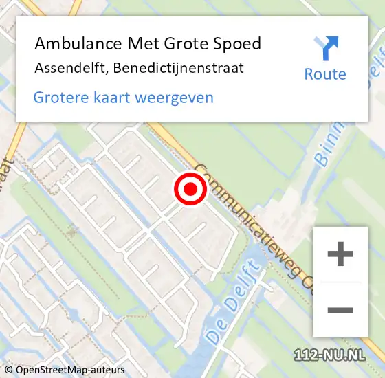 Locatie op kaart van de 112 melding: Ambulance Met Grote Spoed Naar Assendelft, Benedictijnenstraat op 11 november 2018 07:22